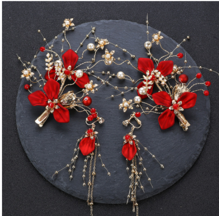 Flower Hair Clips & Earrings Set – Women's Headdress