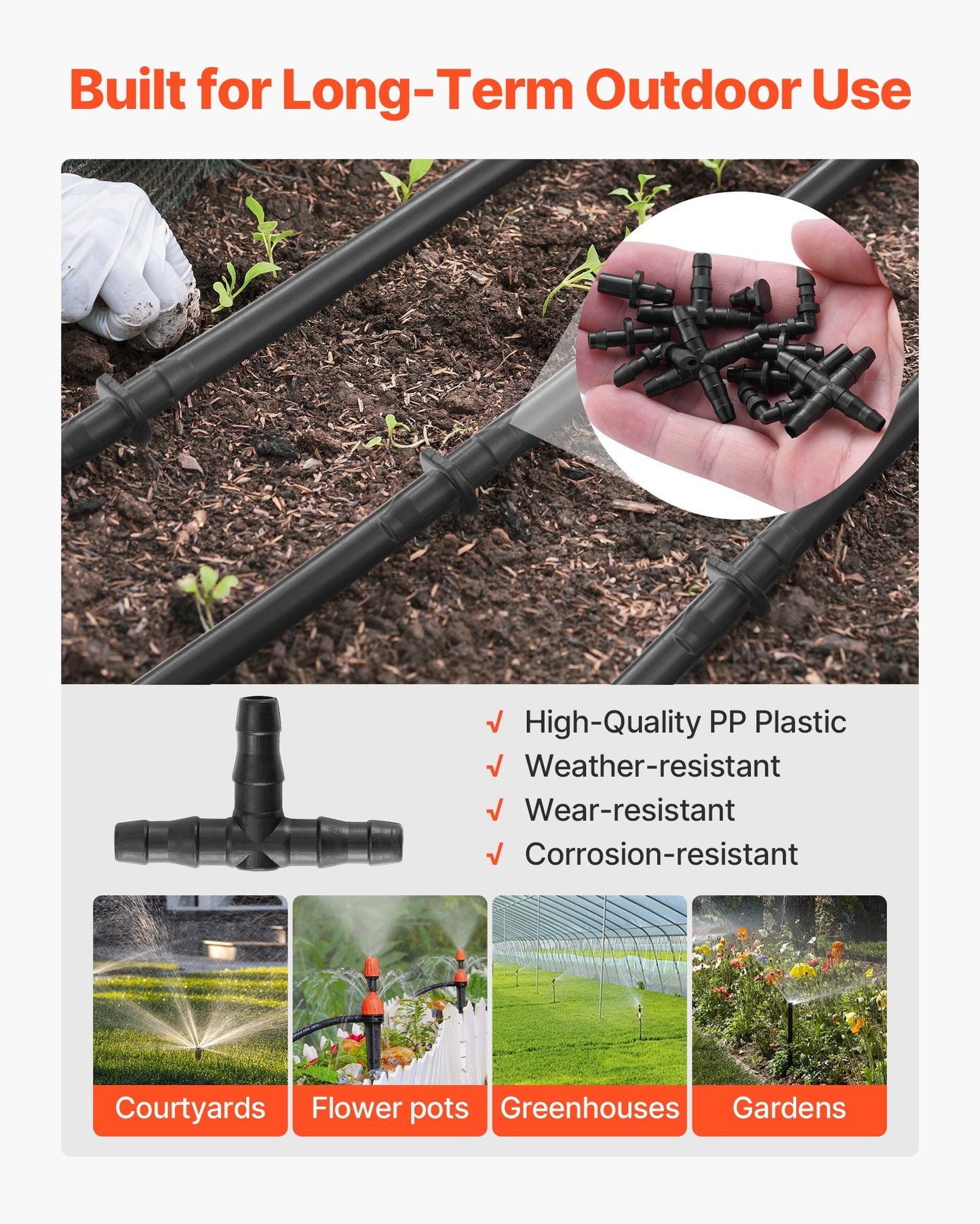 300Pcs Drip Irrigation Fittings Kit for 1/4 Inch Hose Garden Lawn Watering