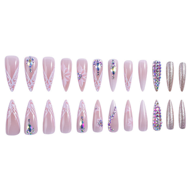 Fake Nail Patch Flower Armor for Nail Art - White & Jelly Glue