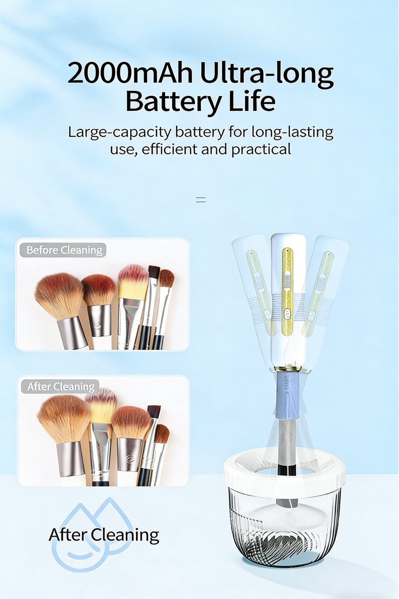 Electric Makeup Brush Cleaner and Dryer - Professional Automatic Spinner - Grey