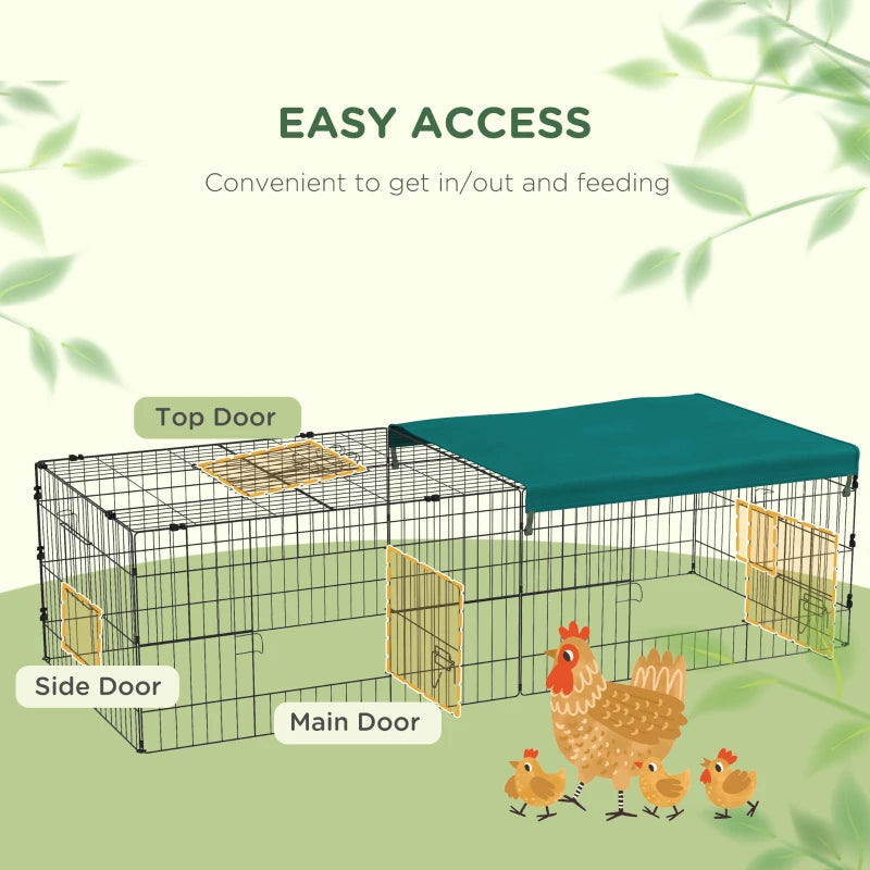 Small Animal Playpen with Roof for Rabbits, Chickens, Chinchillas - Indoor Outdoor Green