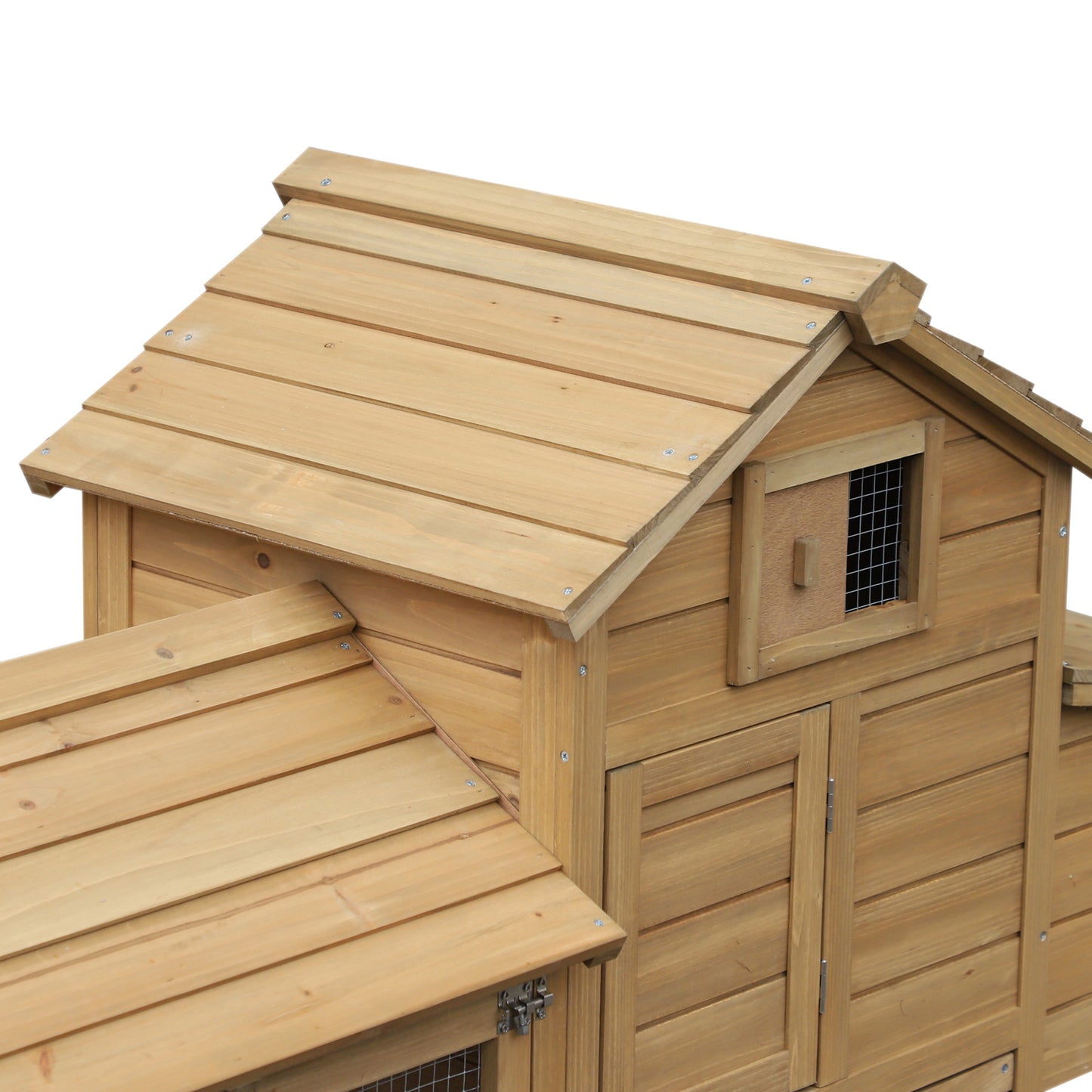 Small Wooden Chicken Coop with Nesting Box and Removable Tray - Outdoor Poultry Cage