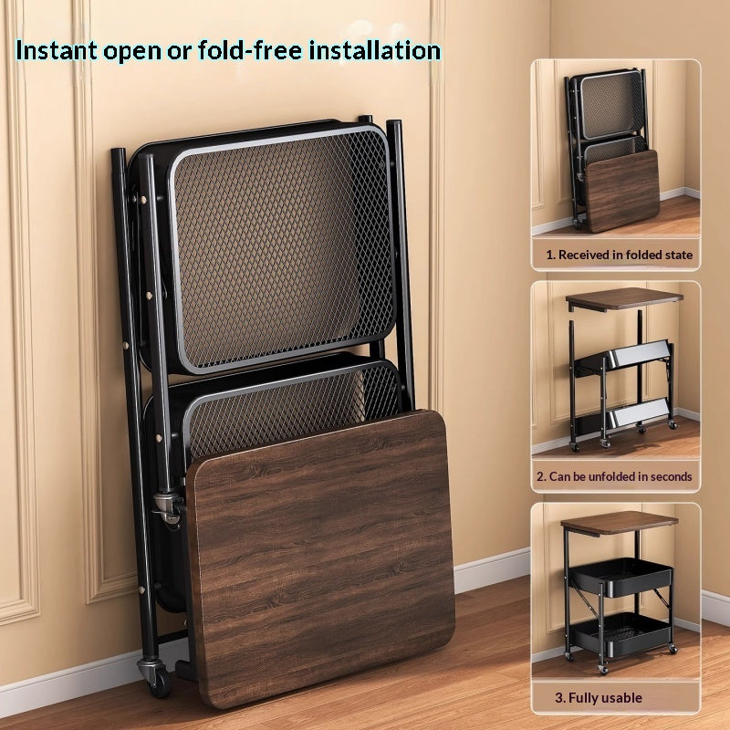 Foldable Multi-Tier Storage Rack - Floor Standing Snack & Bedside Organizer