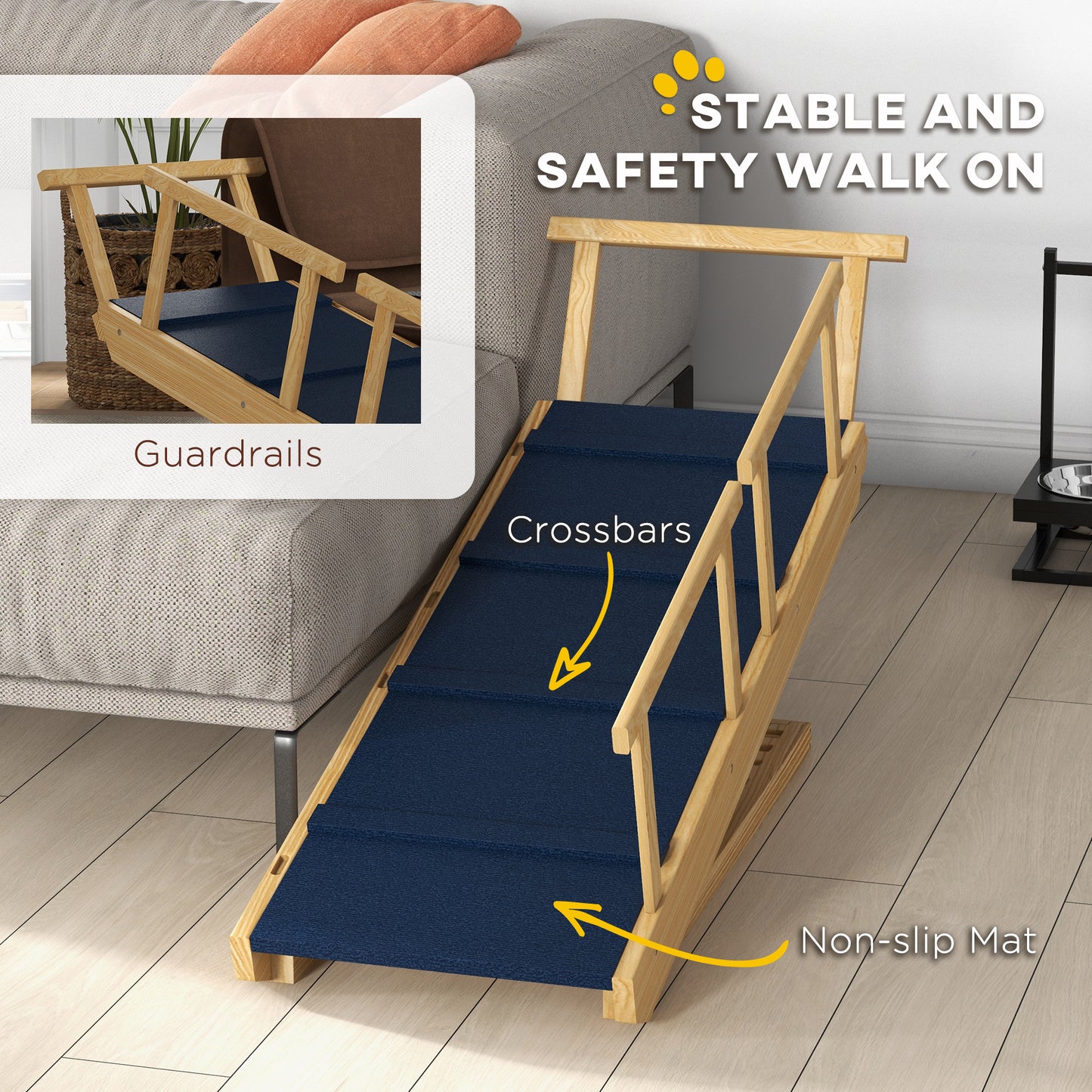 Adjustable Foldable Dog Ramp with Non-Slip Mat for Small to Large Dogs