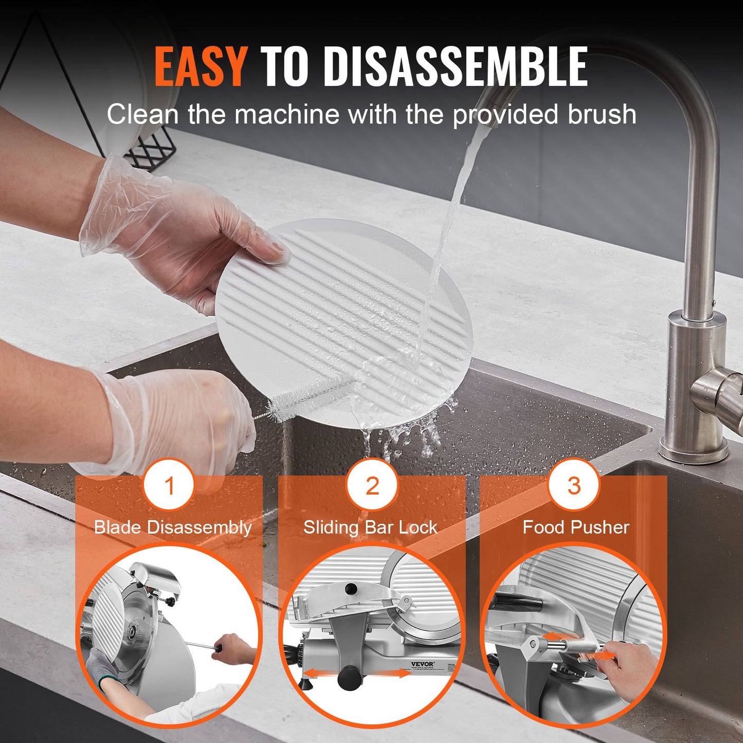 Electric Meat Slicer 340W with 10-Inch Stainless Steel Blade Adjustable Thickness