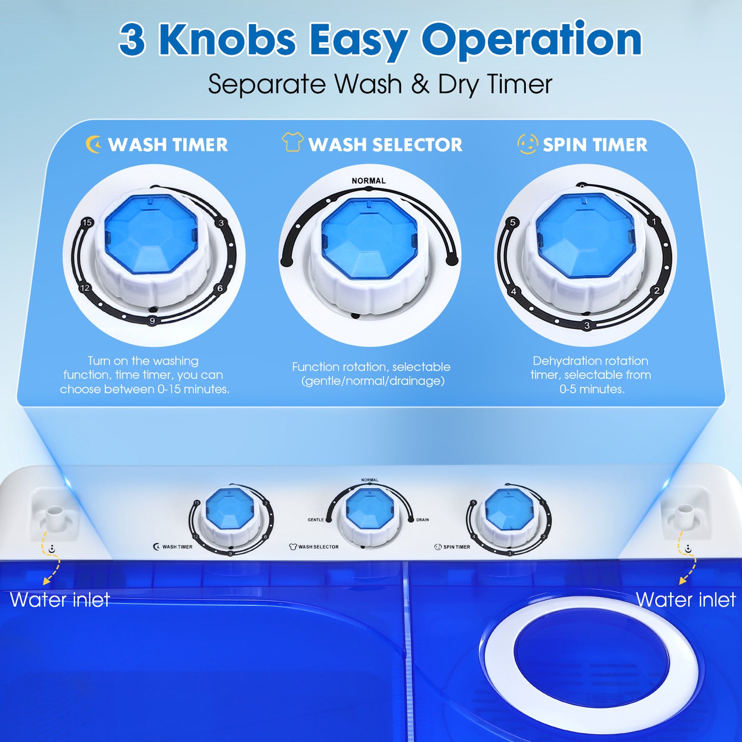 28lbs Portable Washing Machine With 18lbs Wash And 10lbs Spin, Twin