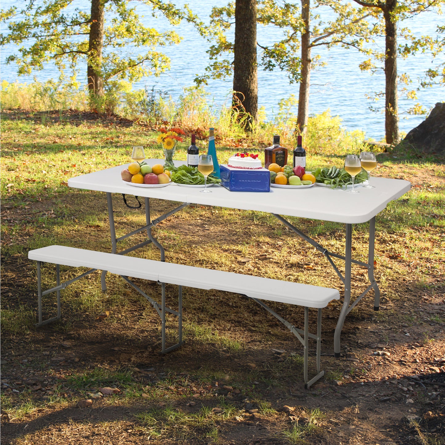 6-Foot Portable Folding Bench - Lightweight, Stain Resistant