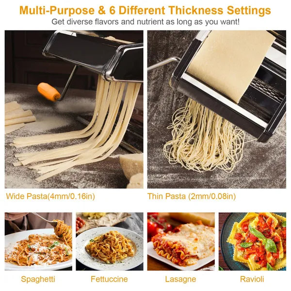 Pasta Maker Roller Machine with 6 Adjustable Thickness Settings