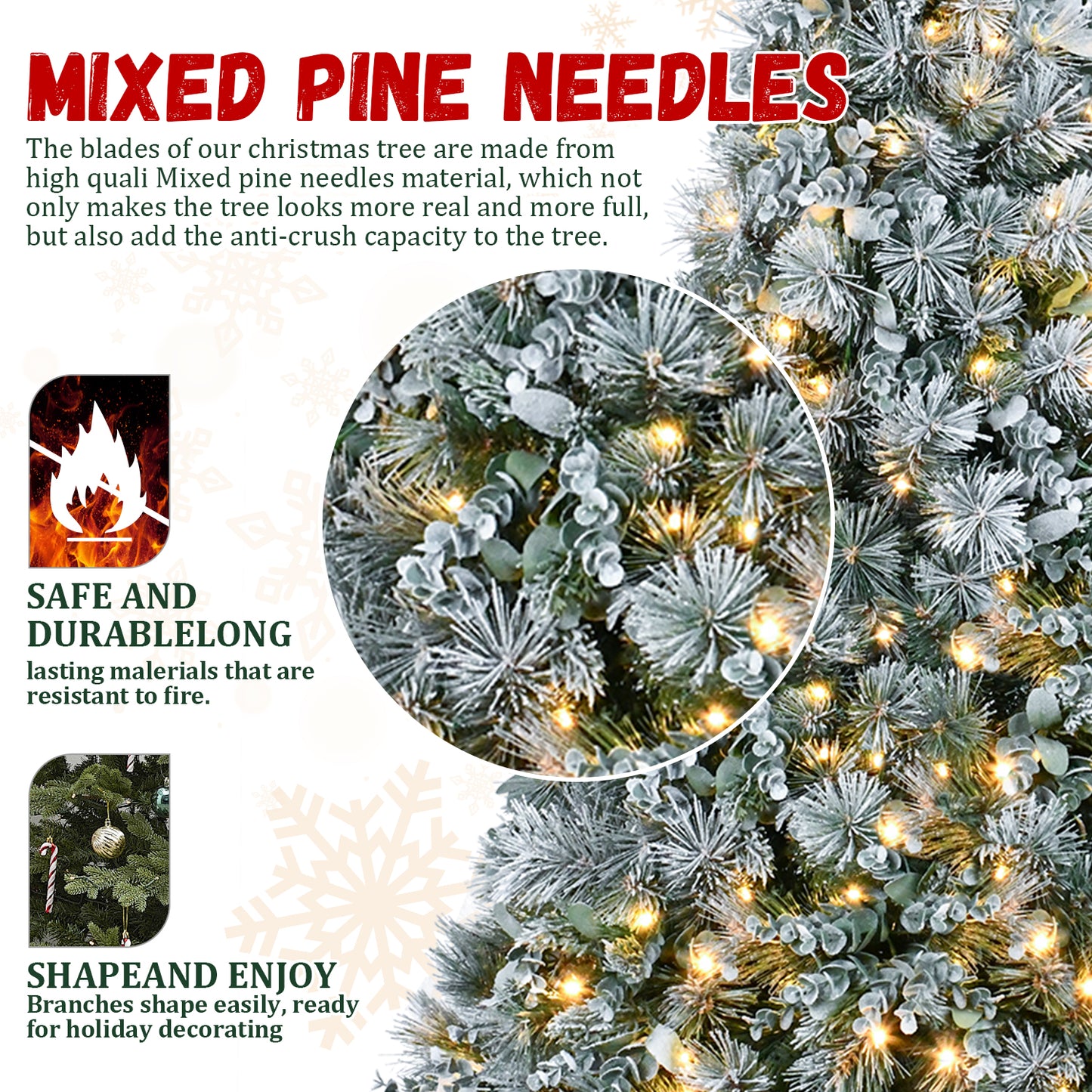 Snow Flocked Christmas Tree - Premium Artificial Pine with 404 Tips