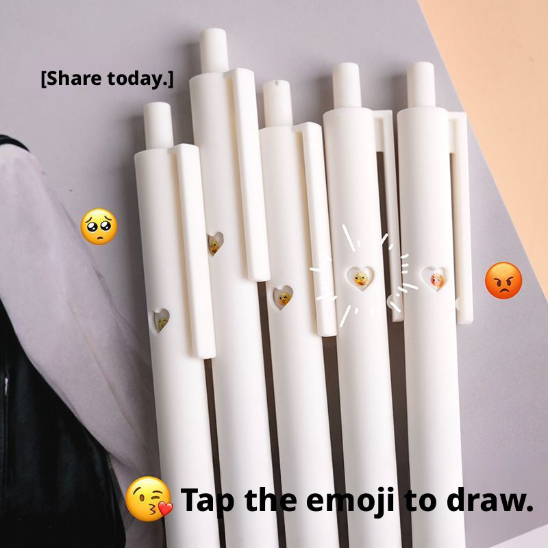 White Smiling Face Expression Press Gel Pen - Random Design, Single Pack