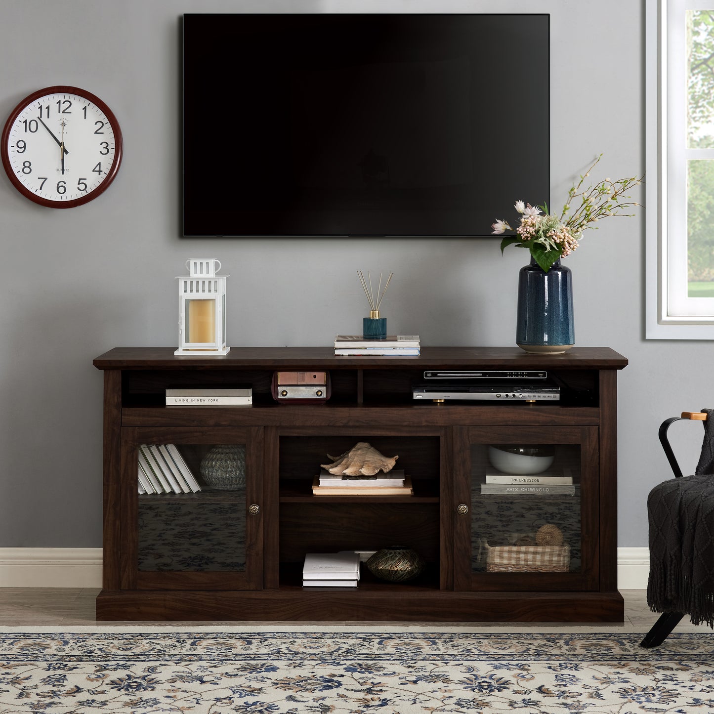 Modern TV Stand For Up To 65 Inch TVs, Entertainment Center Farmhouse