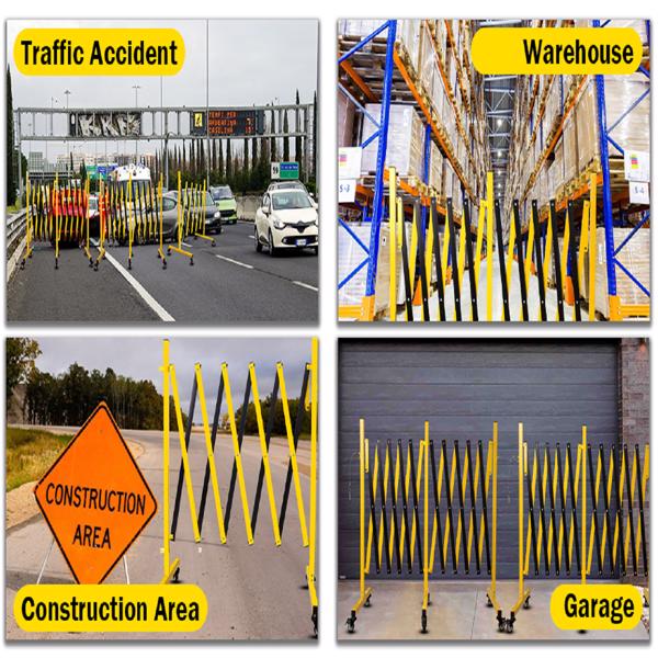 Metal Expandable Barricade 11FT Retractable Safety Fence with Casters