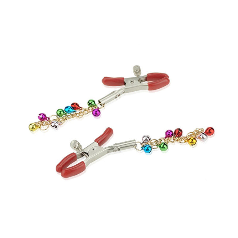 Colorful Gold Bell Nipple Clamps - Couple Adult Intimate Jewelry