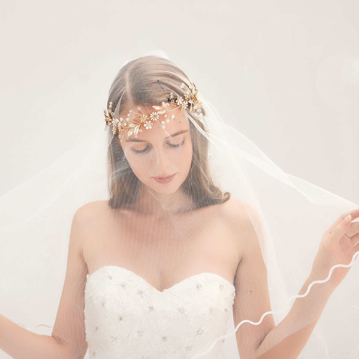 Bridal Headdress with Rhinestones - K Gold