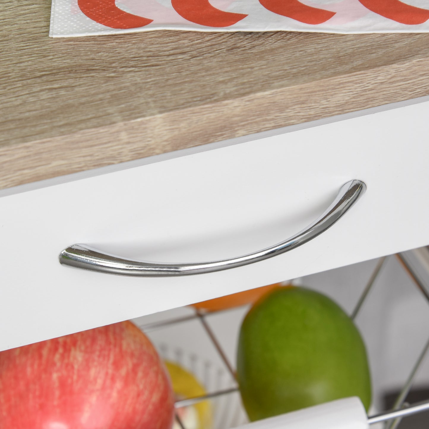 Rolling Kitchen Cart with Storage - White Utility Island