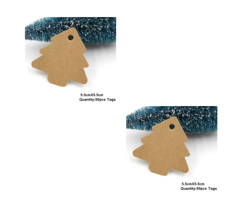 Tree-Shaped Kraft Paper Labels for Christmas Decorations - Pack of 10
