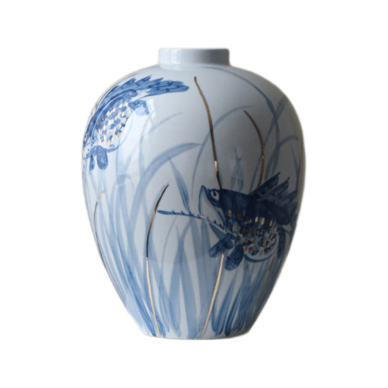 Minimalist Ceramic Vase 34x27x27cm - Hand-Painted Modern Home Decor