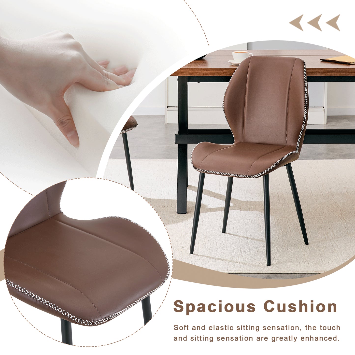 4-Pack Brown Coffee Color Light Luxury Household PU Leather Dining