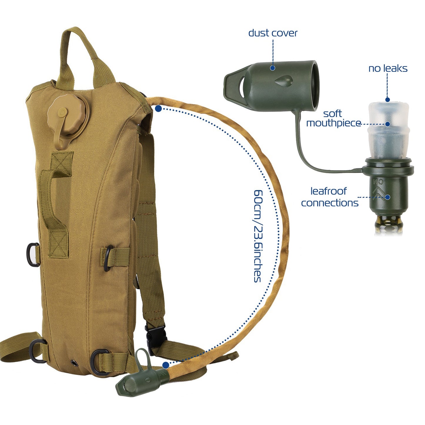 3L Tactical Hydration Pack - Adjustable Water Backpack for Hiking & Cycling