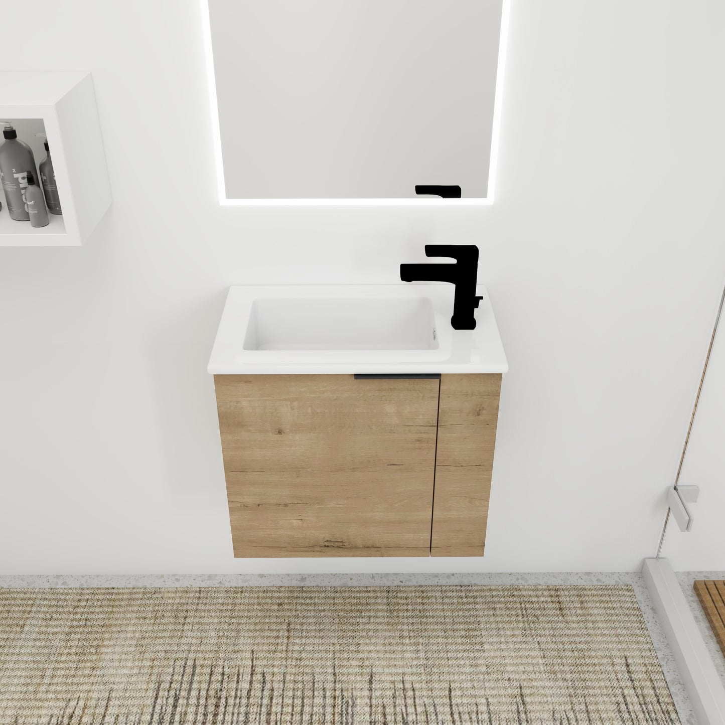 Bathroom Vanity With Sink 22 Inch For Small Bathroom,Floating Soft