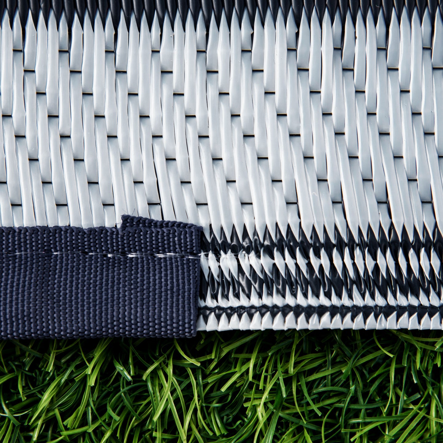 Reversible Waterproof Outdoor Rug - 9x12 Blue & White Mat for Camping, Picnic, Beach
