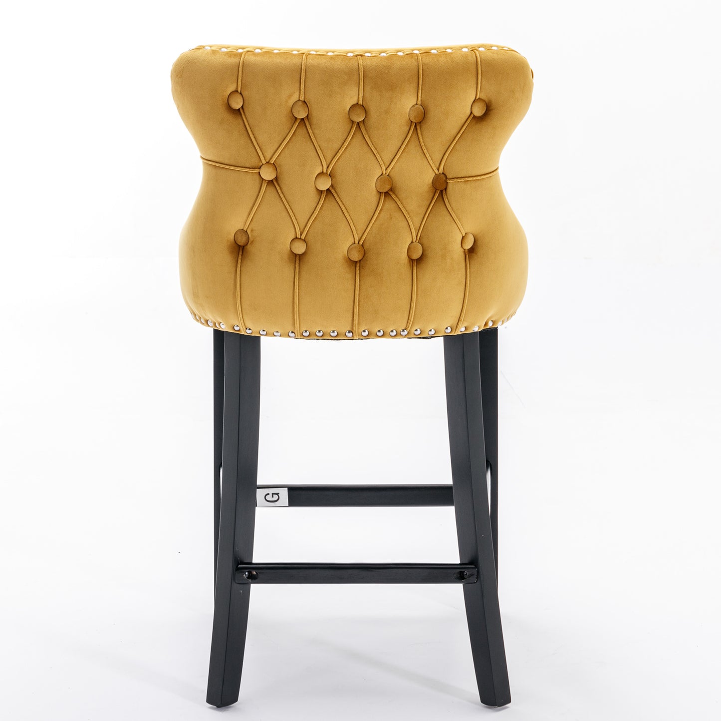 Gold Velvet Upholstered Wing-Back Bar Stools - Set of 2