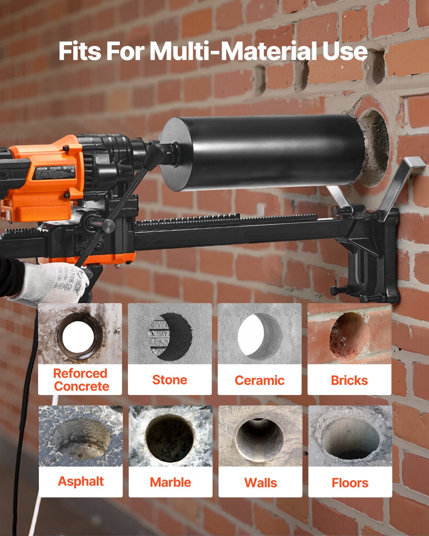 8-Inch 3000W Concrete Core Drill Machine with Stand - Heavy Duty Power Tool