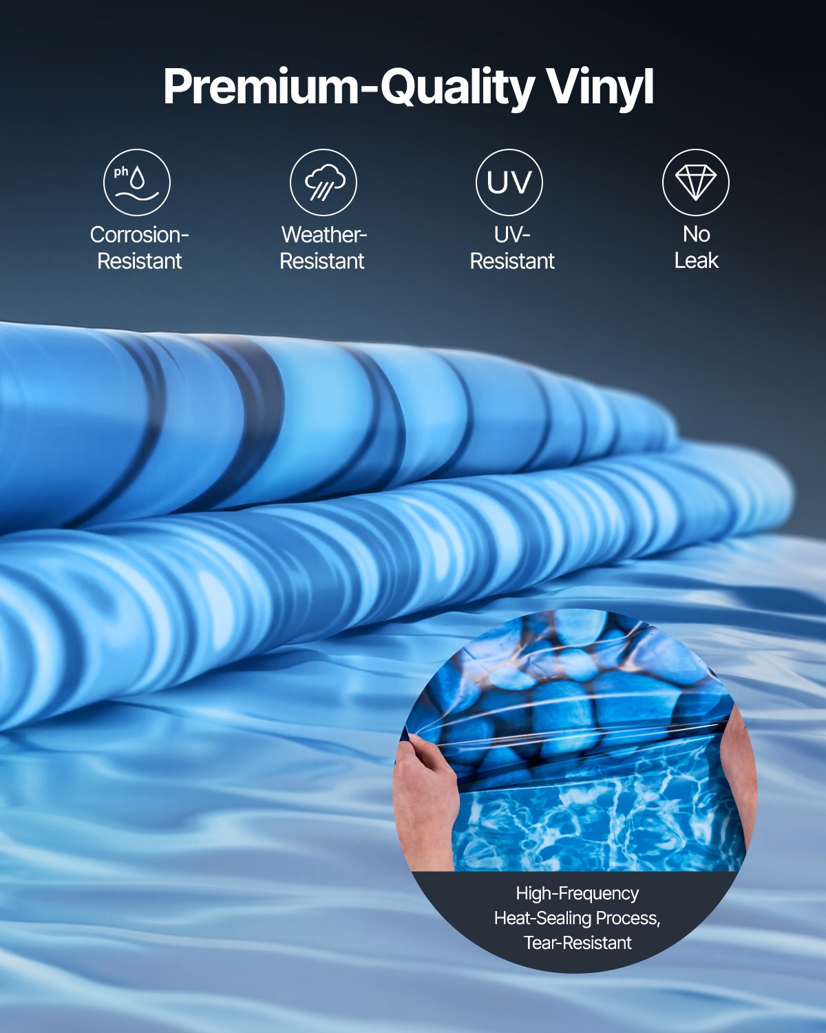 18x33 ft Pool Liner Overlap Style - Durable Vinyl Fit for Above-Ground Pools