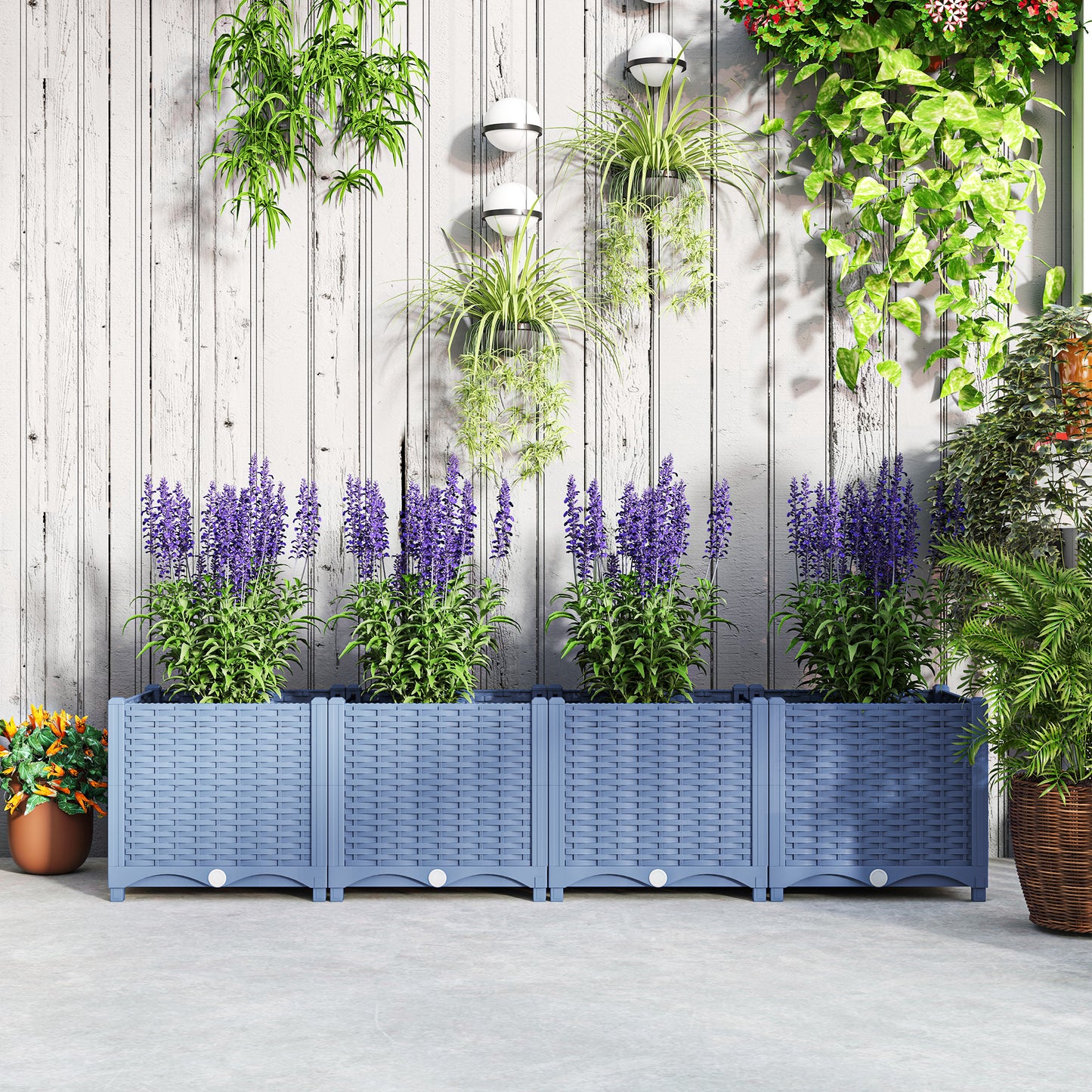 Plastic Raised Garden Bed 5x1ft Outdoor Flower Box with Drainage Holes