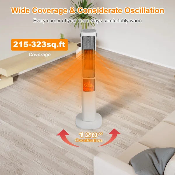 1500W Oscillating Ceramic Tower Space Heater with Remote Control