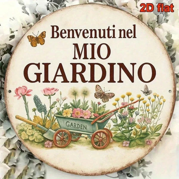 Vintage Welcome to My Garden Sign - 8x8 Inch Aluminum Plaque