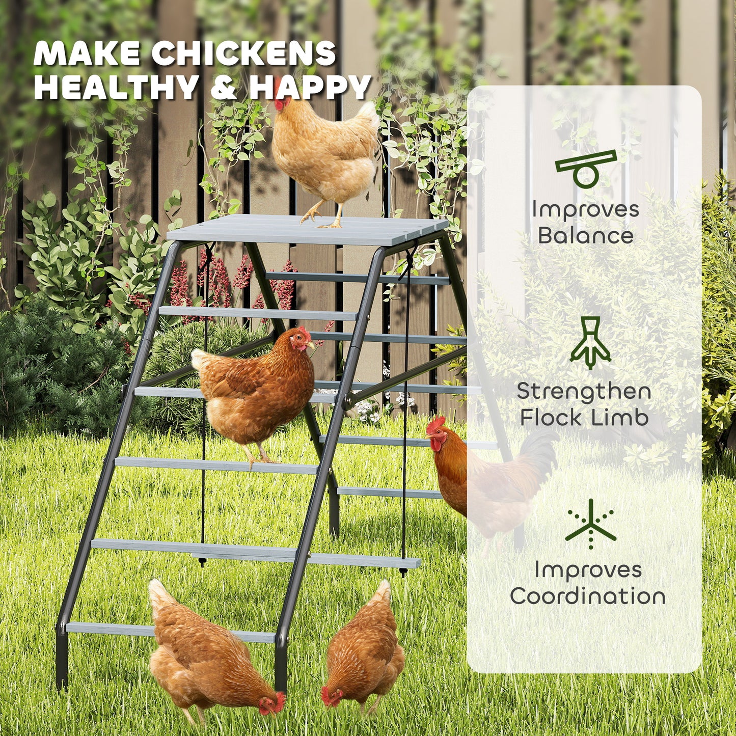 Adjustable Chicken Coop Perch with Swing - 10 Rails for Backyard Farm