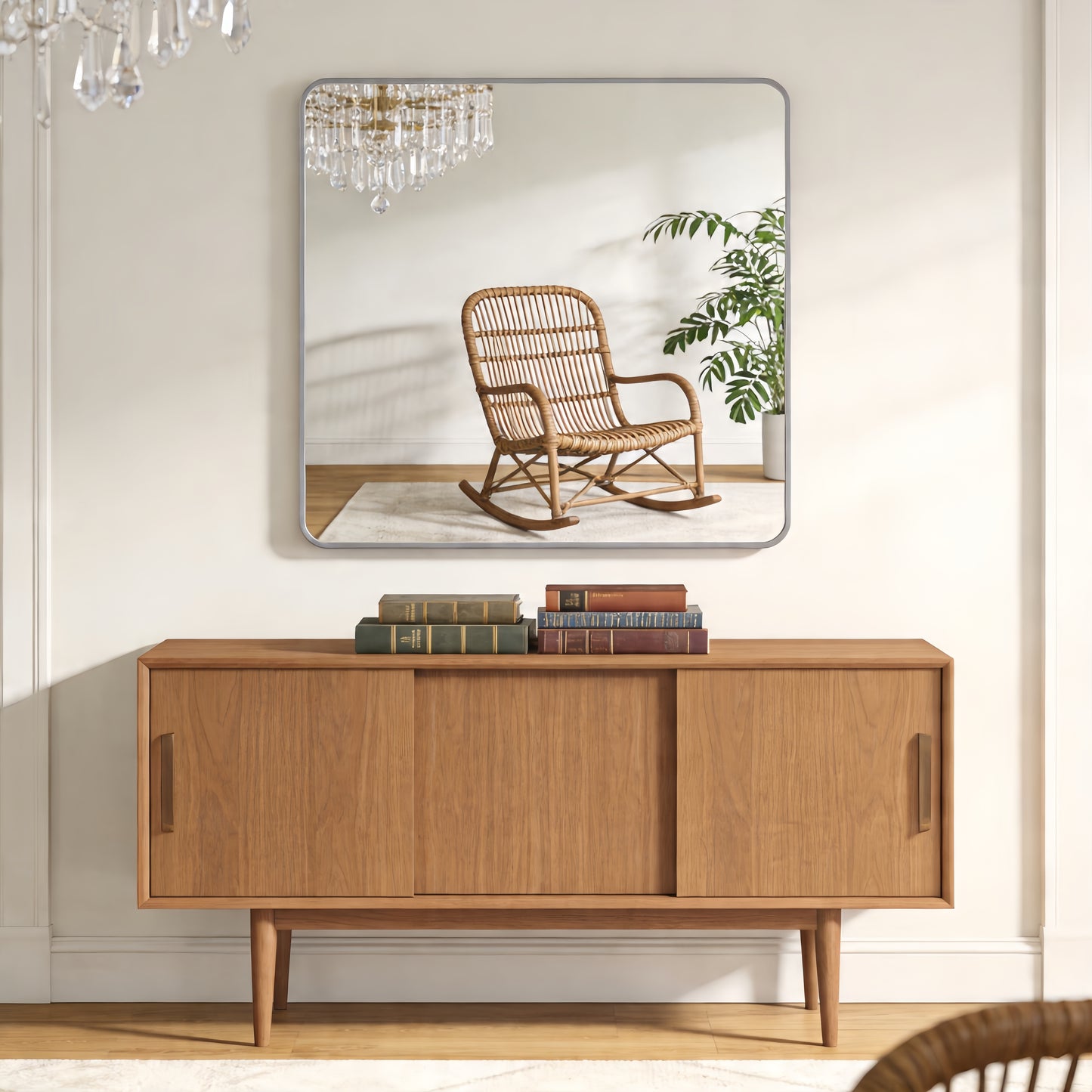 36-Inch Silver Metal Framed Square Wall Mirror