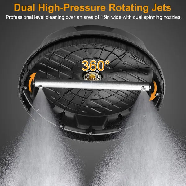 15in Power Washer Surface Cleaner High Pressure 4000PSI Flat Surface Disc Broom