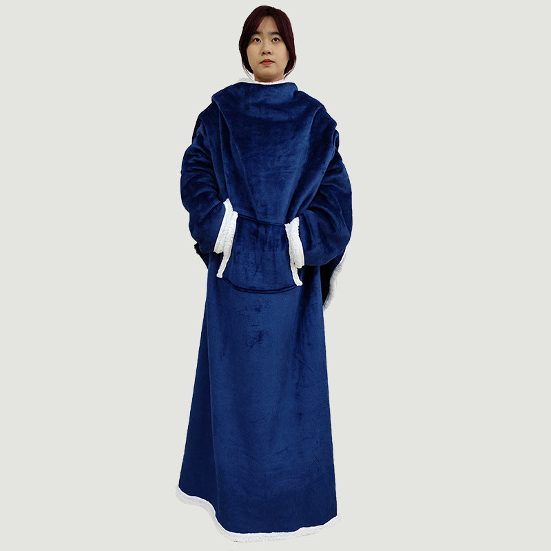 Wearable Lambswool Blanket with Large Pocket - Lazy Winter Throw 150x180cm