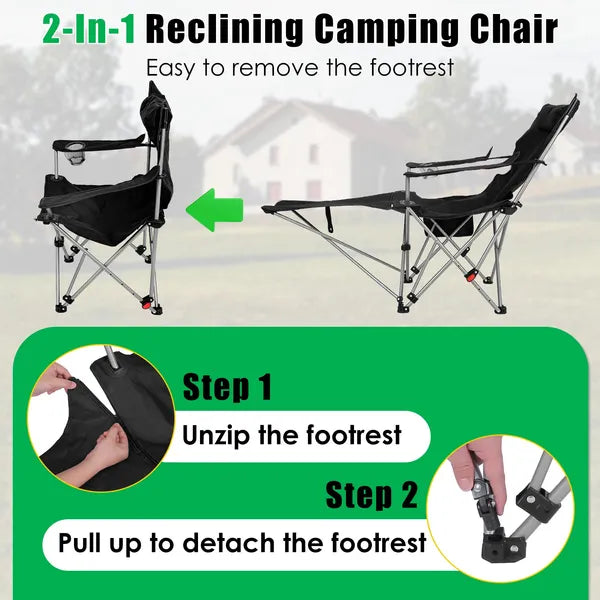 Adjustable Outdoor Reclining Camping Lounge Chair - Heavy Duty