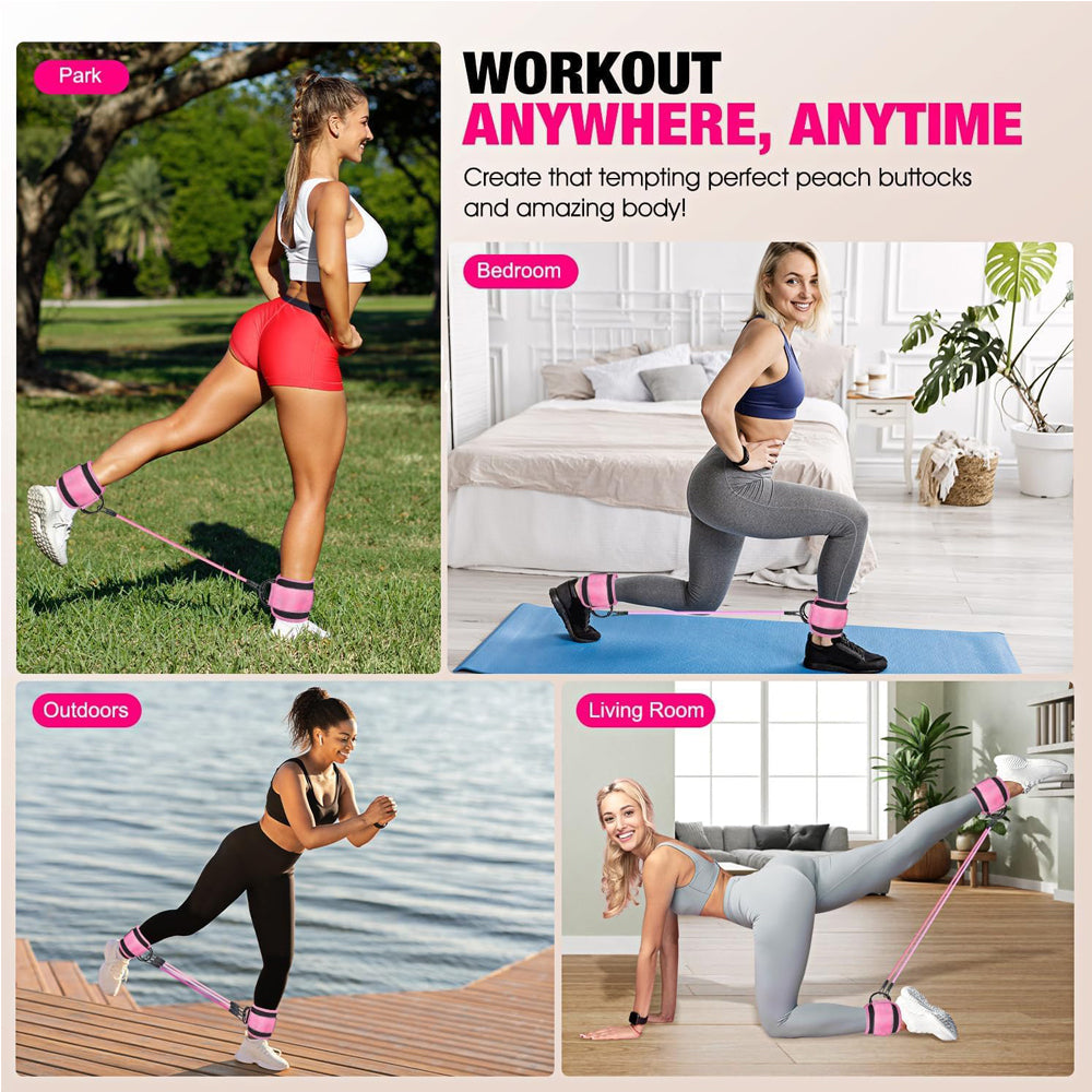 Adjustable Ankle Resistance Bands with Cuffs for Home Gym Workouts
