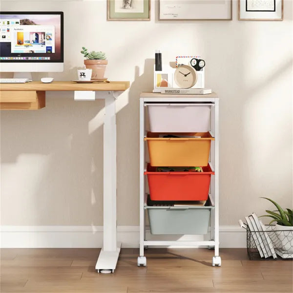 4-Drawer Rolling Storage Cart, Mobile Utility Organizer With MDF