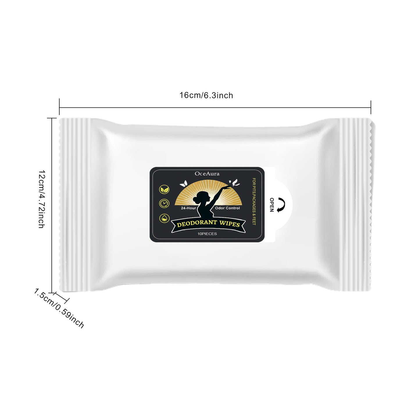 Odor Deodorizing Wet Wipes - 10 Pieces, Moisturizing & Odor Control