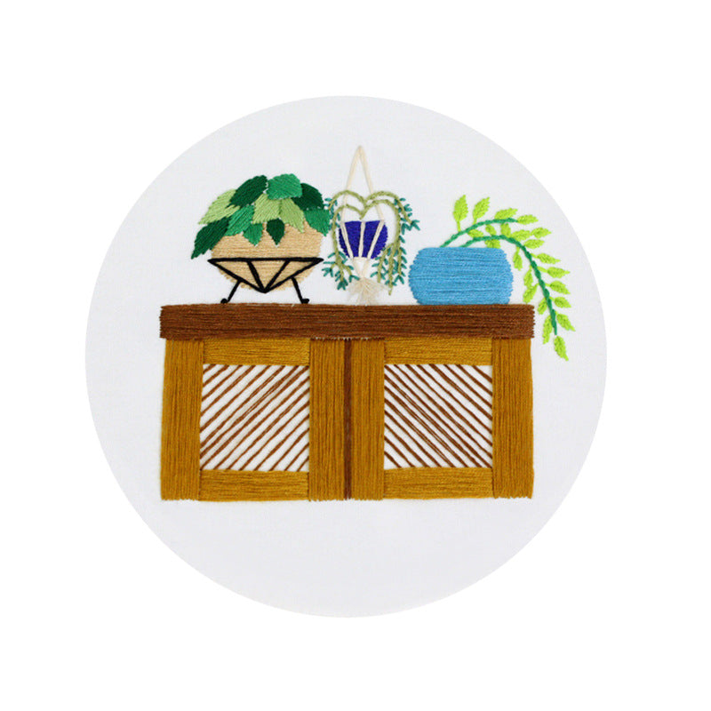 DIY Embroidery Kit for Beginners - Handmade Cross Stitch Material Bag with Canvas, Thread & Frame