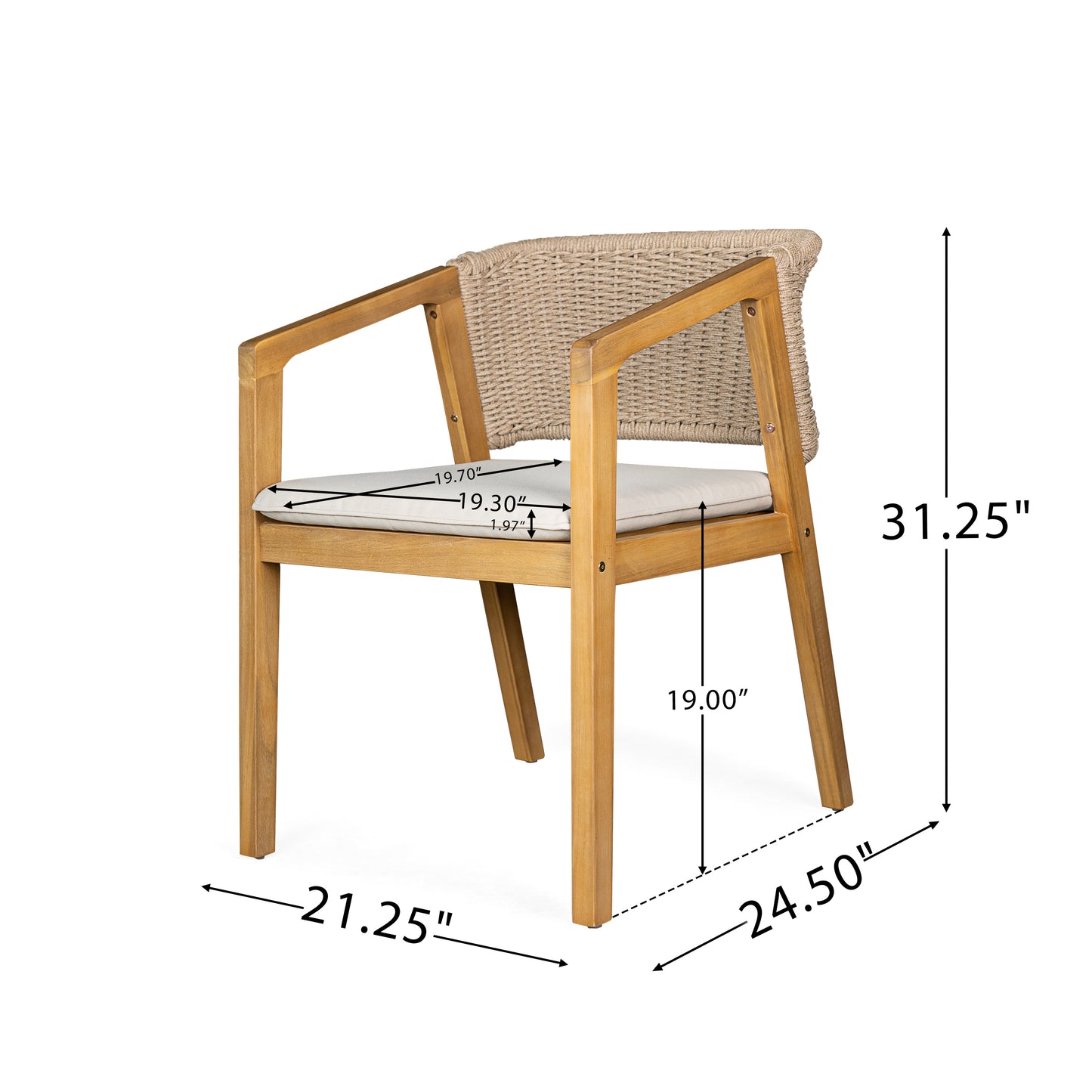 7-Piece Outdoor Dining Set with Acacia Wood Table & Chairs