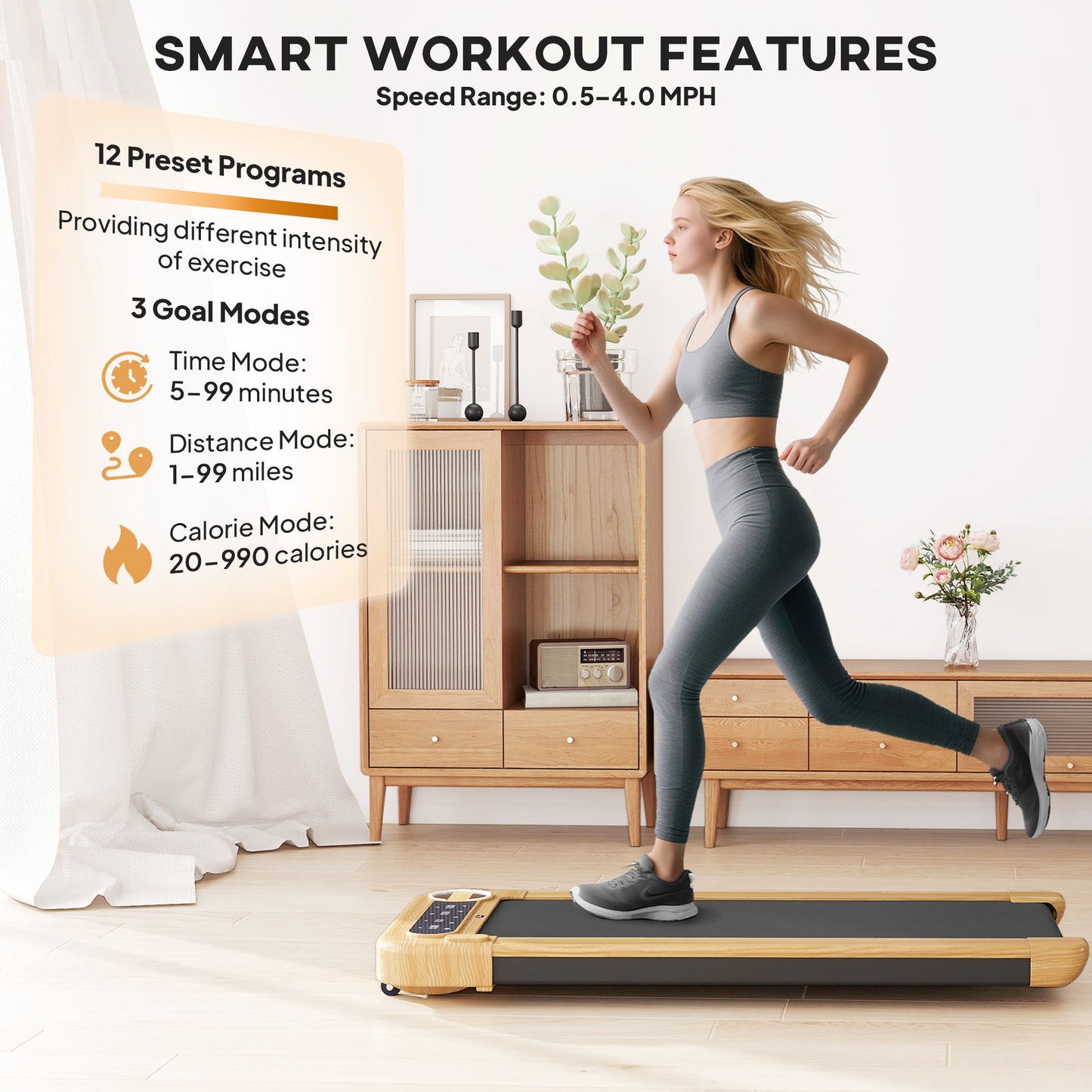 Under Desk Treadmill with Bluetooth Speaker & LED Display