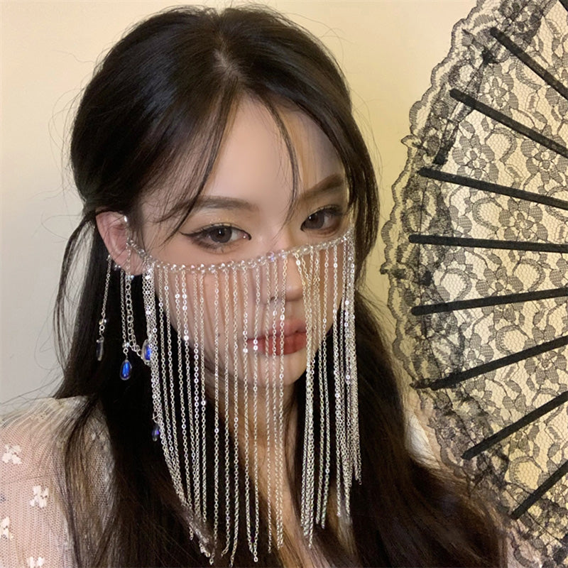Gem Hair Clip with Artificial Stones - Black Lace