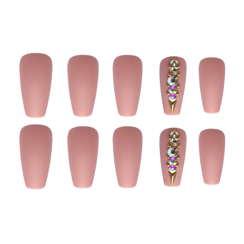 Flesh Diamond Nail Tips - 24 Piece Kit with Glue
