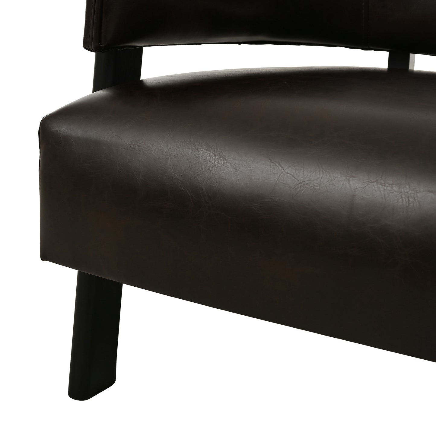 Faux Leather Wingback Accent Chair - Comfy Upholstered Armchair