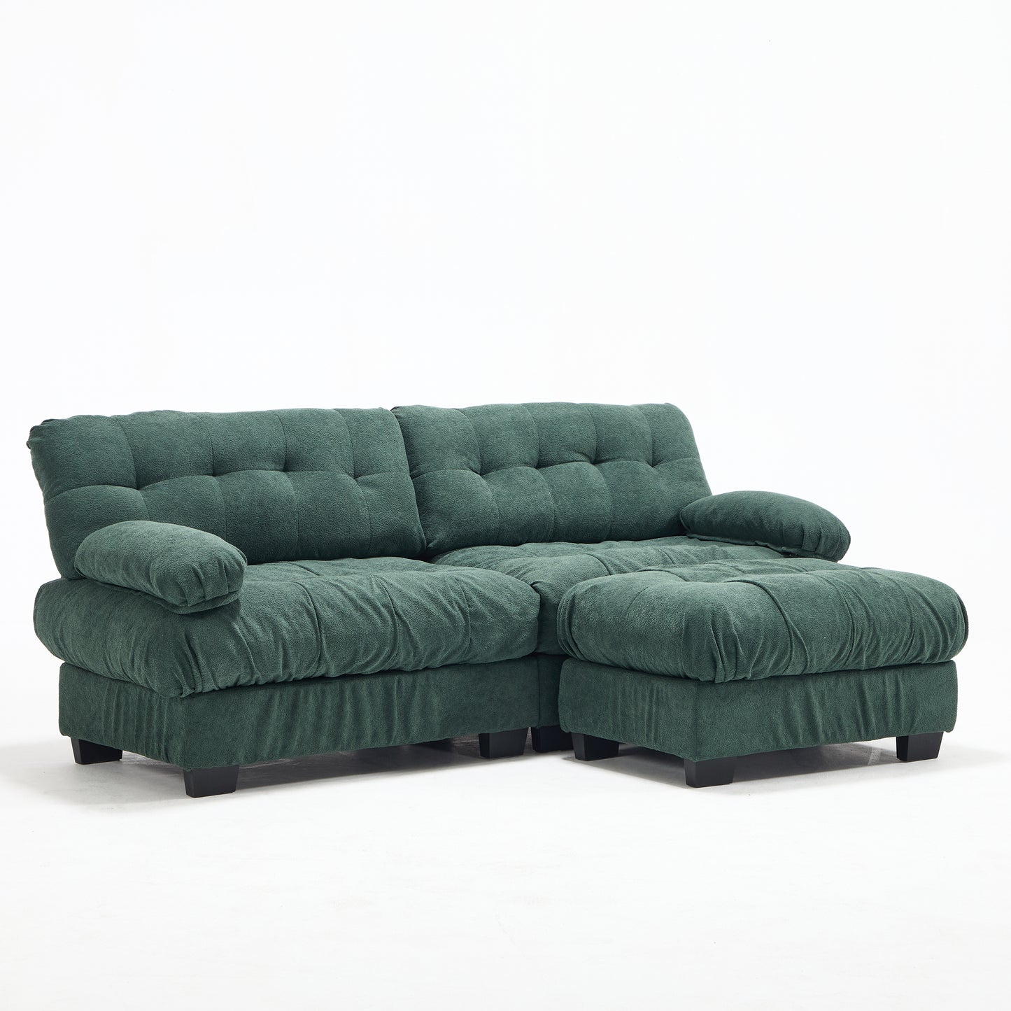 Deep Seat Modular Sectional Sofa with Ottoman - Green