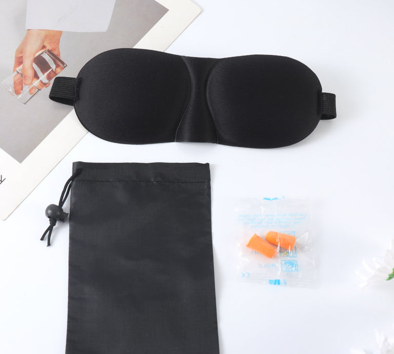 Black Knitted Fabric Eye Mask Set - 3D Sleep Mask for Relaxation