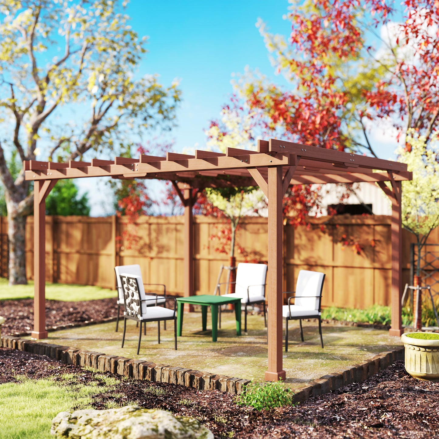 Wood Pergola with Grape Trellis for Outdoor Patio - Brown