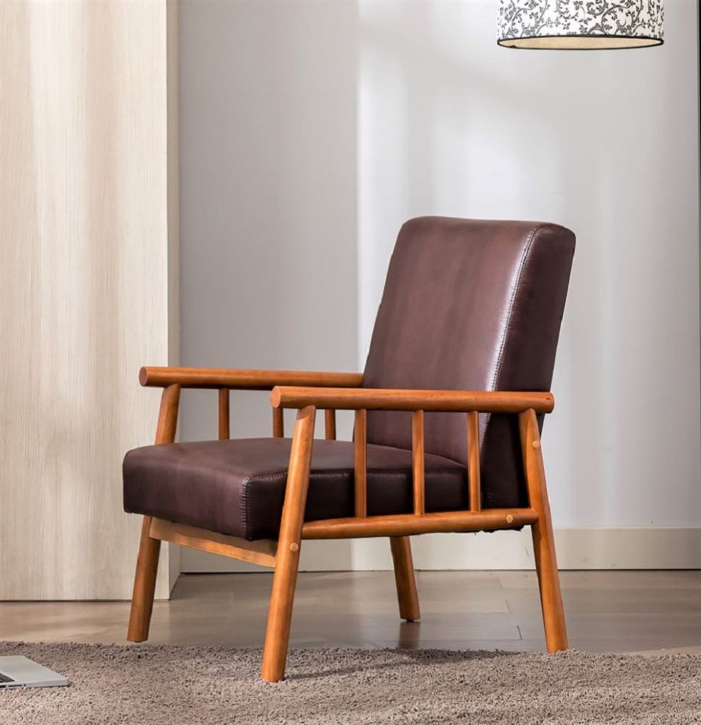 25 Wide Classic Mid-Century Modern Arm Chair, Dark Brown