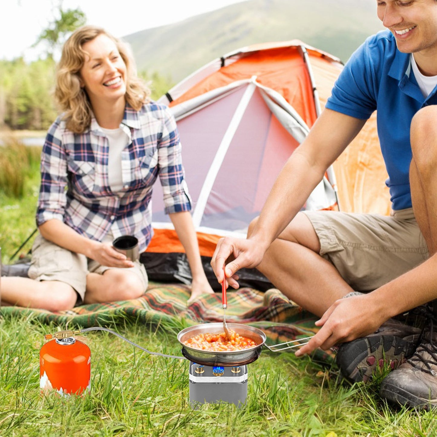 12000W Portable Camping Stove with Carrying Case - Grey
